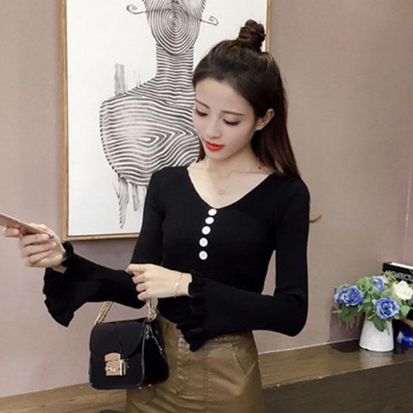Autumn and Winter Knitted Simple Sweater Pullover Bag Hip Top Fashion Solid Color Female Bottoming Shirt