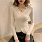 2021 Long-sleeved Cross V-neck Bottoming Shirt Women Autumn and Winter Knit Sweater