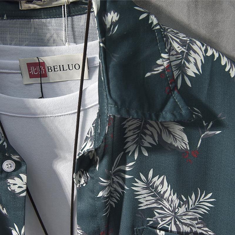Shirt Men's Short-sleeved Summer Beach Flower Shirt Loose Shirt