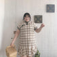 Fat Girl 300 Kg Extra Large Plaid Dress Summer New Product Improved Version Loose and Thin Ruffled Cheongsam Women