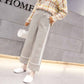 Autumn and Winter Thick Woolen Pants Wide-leg Pants Loose Women's Thin Straight-leg Pants Student Plus Size Casual Pants Nine-point Pants