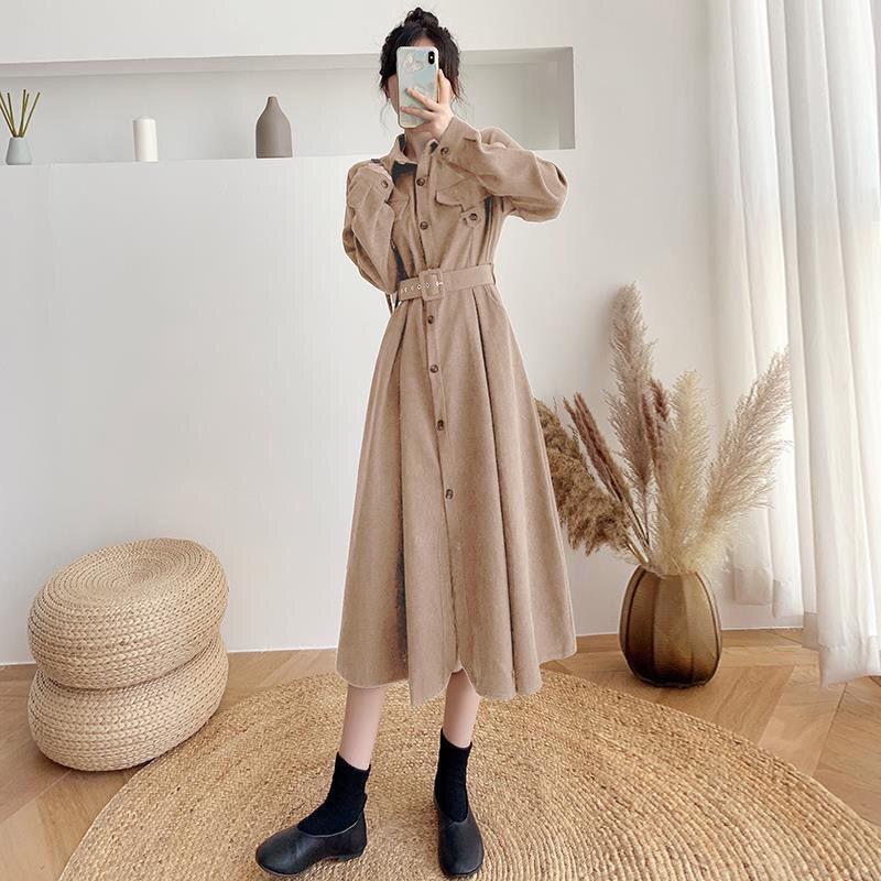 Spring Sweet Retro Bowknot Female Dress Temperament Was Thin Female Student Dress Korean Version of The Wild Mid-length A-line Skirt