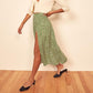 Skirts Women Summer Floral Print High Waist Stretch Slit Long A-Line Skirt Female Side Split Dating Skirts