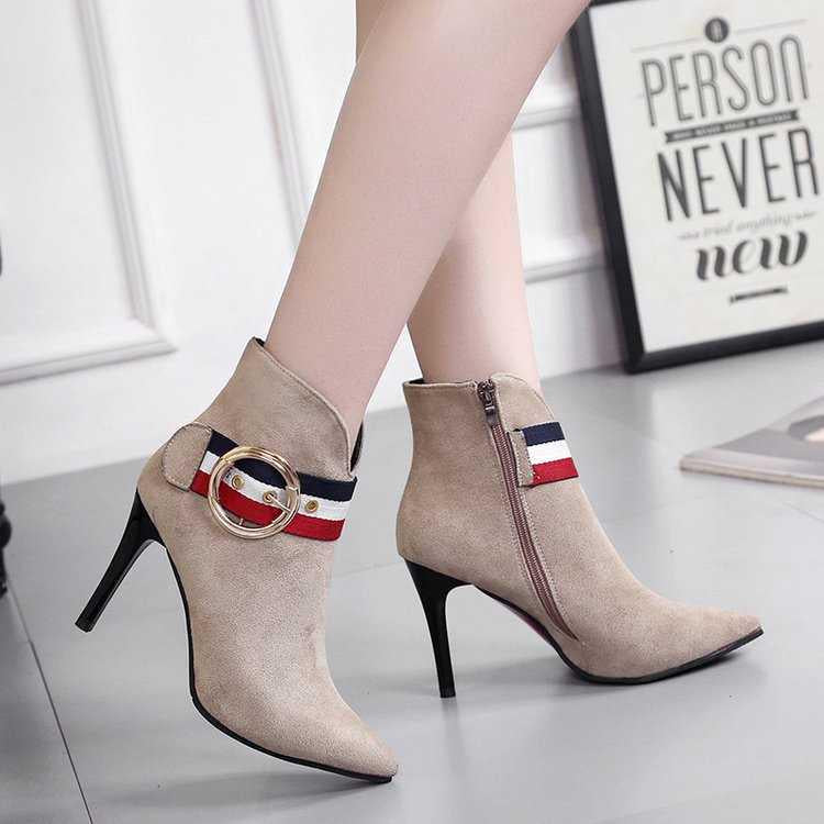 Sexy Stretch Ankle Boots Women High Heels Boots Short Plush Pointed Toe Fashion Women Boots