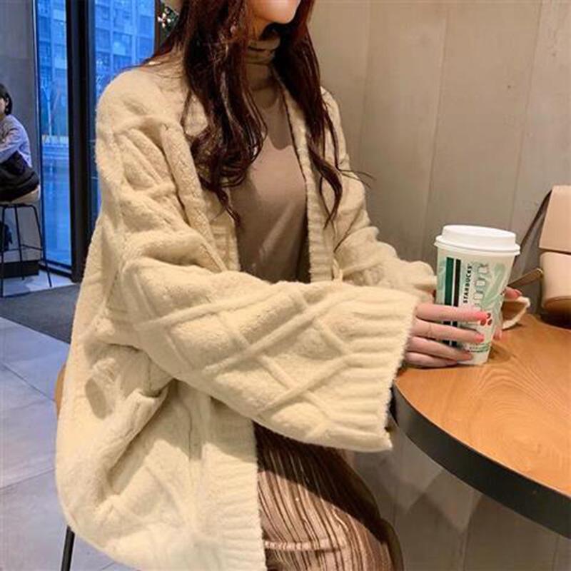 Autumn and Winter Sweater Cardigan Loose and Versatile Lazy Style Thick Knit Sweater Top