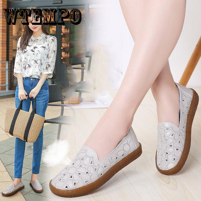 Pair of Shoes Women Genuine Leather Shoes Slip on Women Flat Comfortable Shoes Woman Summer Shoes