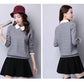 Spring Autumn Winter Fake Two-piece Color-blocking Sweater Women Loose Knit Bottoming Sweater Sweet Doll Collar Pullover Sweater