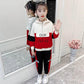 Comfortable Skin-friendly Girls' Spring and Autumn Suits Loose Long-sleeved Color-block Print Pullover Sweater Casual Trousers Children Two-piece Set