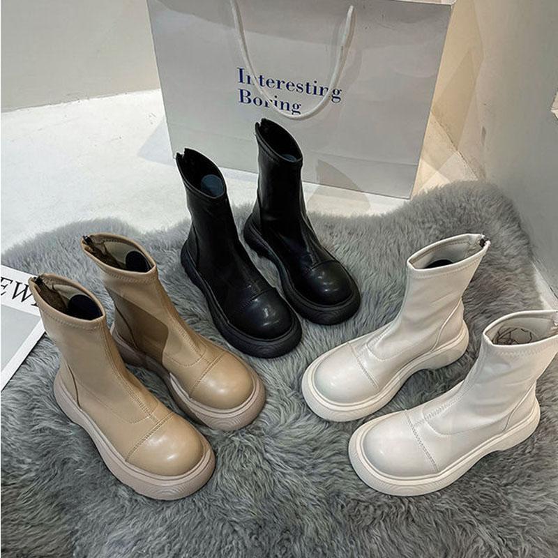 Short Boots Women 2021 Spring and Autumn Fashion All-match Martin Sponge Cake Thick-soled Autumn Boots