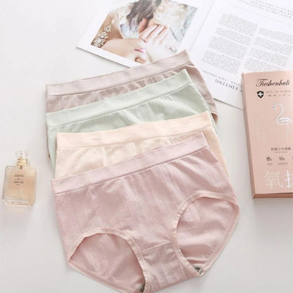 4 Packs Women's Underwear Cotton File Mid-waist Breathable Soft Panties Graphene Antibacterial Briefs Abdomen and Hips Underpants Oversized Underwear
