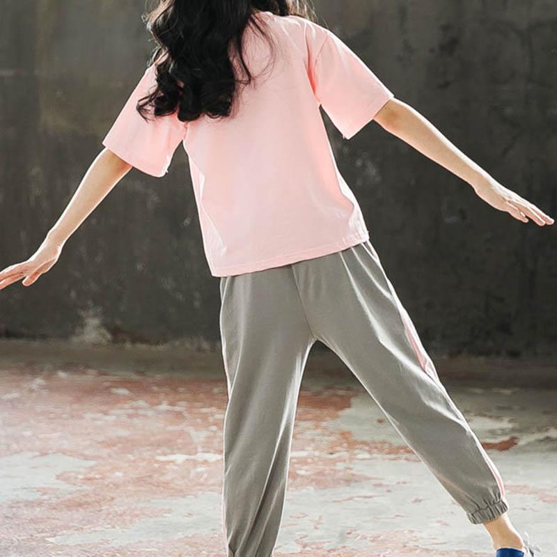 Girl Teenage Children's School Clothing Fashion 2pcs T-shirt and Harem Pants Children Casual Sets Summer Suits Girl Sports Clothes