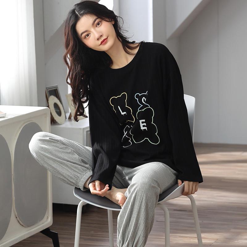 Women Long Sleeve Pajamas Set Cotton Sleepwear Suit Pullover Casual Loose Home Wear Spring Autumn Nightwear Winter Tops and Pants Sets Cute