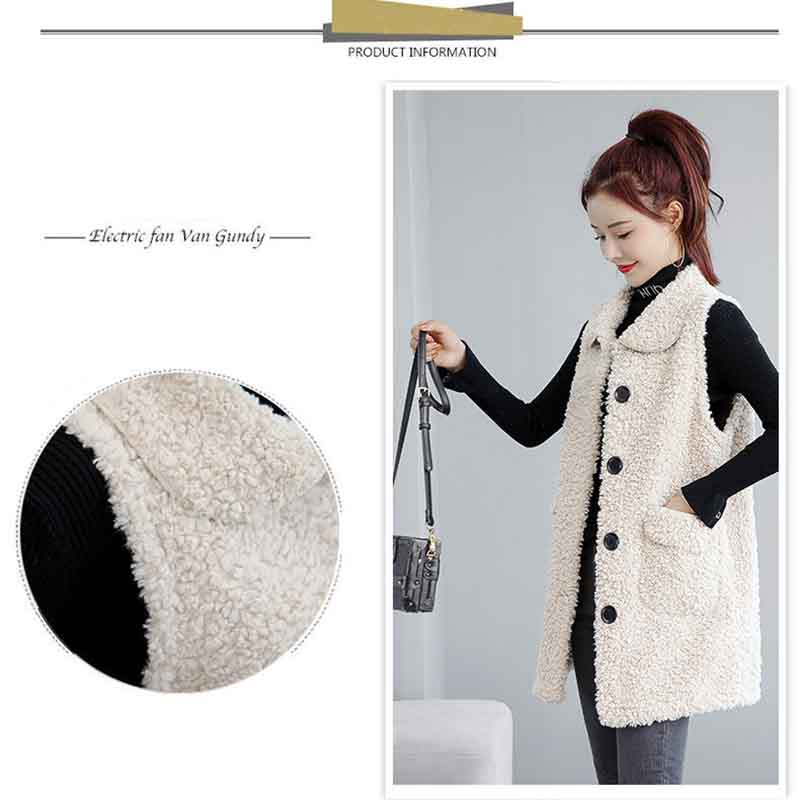 Women's Winterized Vest Lamb Wool Mid-Length Fur All-In-One Fleece Jacket