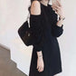 Spring and Autumn Retro Bottoming Shirt Strapless Sexy Bag Hip One-piece Dress Loose Solid Color Long-sleeved Dress Female Scheming Niche Design