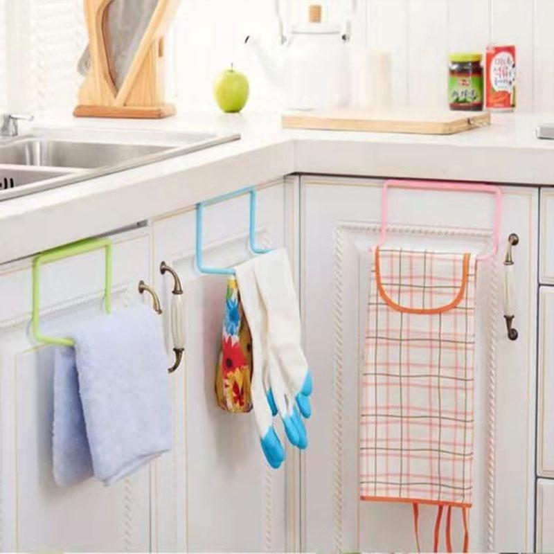 4Pcs Towel Rack Cabinet Door Back Type Single Rod Plastic Rag Rack Drawer Hanging Towel Bar Holder Racks