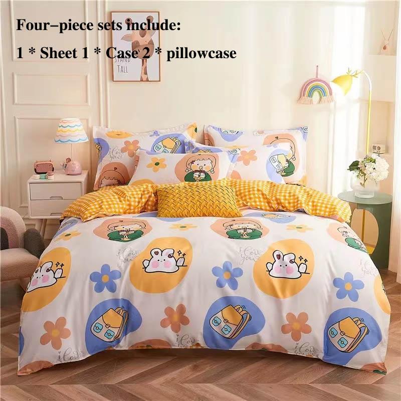 Bed Four-piece Sheets Were Sleeved In A Sleeve Set 1.8 Meters 2 Meters Bed Qingxianjie Style Home Bedding