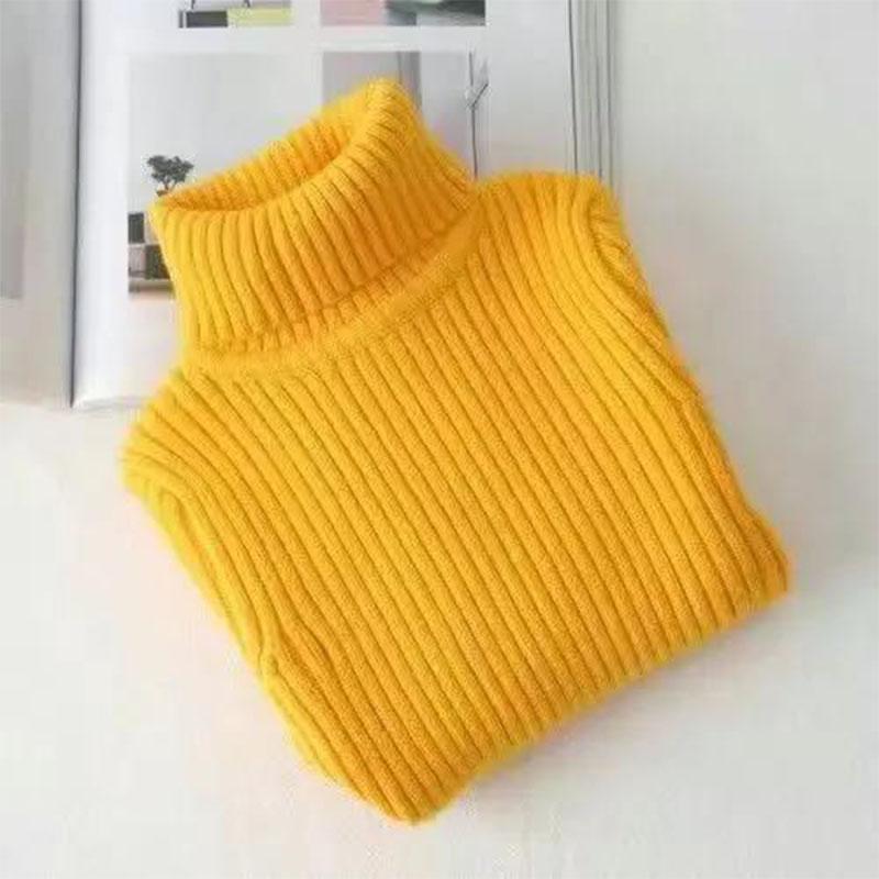 High-neck Knitted Sweater Boys Girls Autumn Winter New Without Velvet Plus Thickening Small Medium Large Children's Bottoming