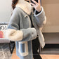 Autumn and Winter Thickening Plus Velvet All-match Stand-collar Jacket Mid-length Loose Casual Women's Warm Jacket Women