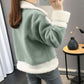 Autumn and Winter Lamb Wool Coat Women's Short Loose Knitting Fur One Thick Sweater Cardigan Women