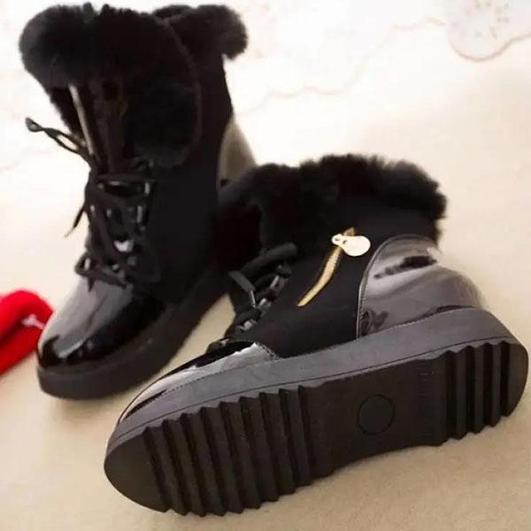 Short Boots Women's Winter Thick-soled Warm Inner Increase Snow Boots Female Plus Size Simple Martin Boots