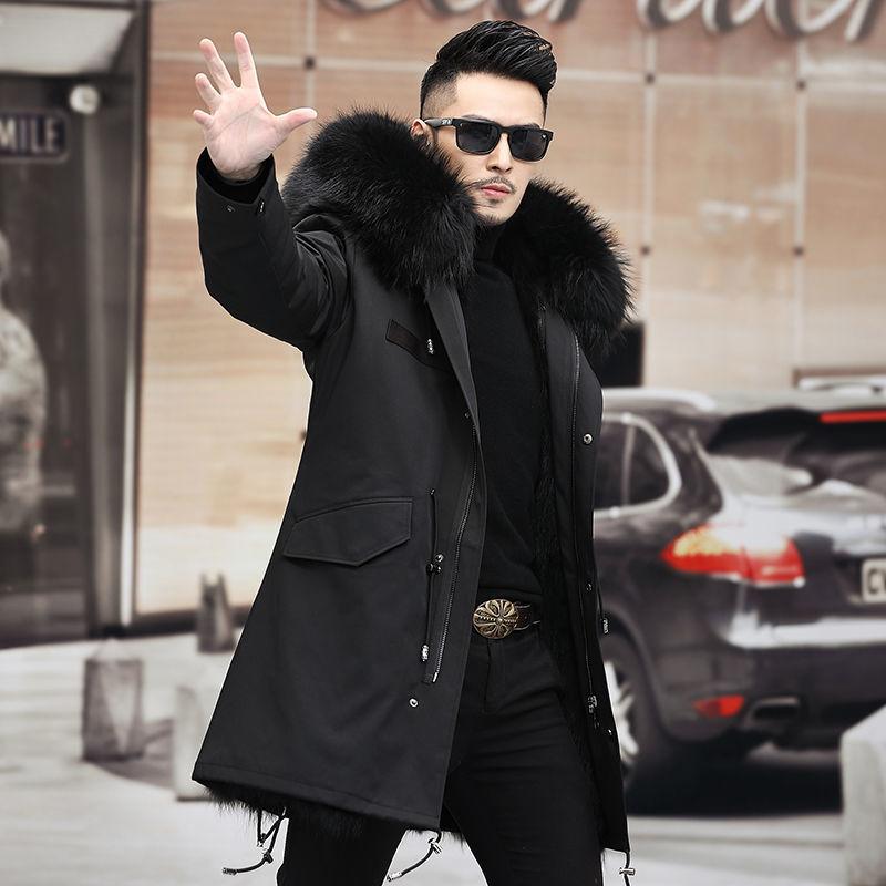 Winter Fashion Trend Men's Coat Raccoon Fox Fur Liner Fur Mid-length Detachable Jacket