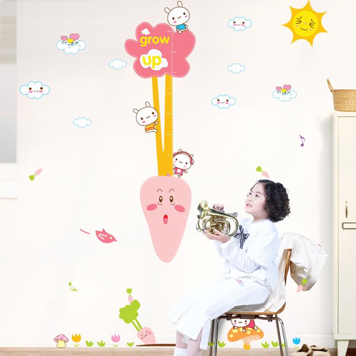 Measuring height stickers Little white rabbit pulling radish height stickers Kindergarten decoration