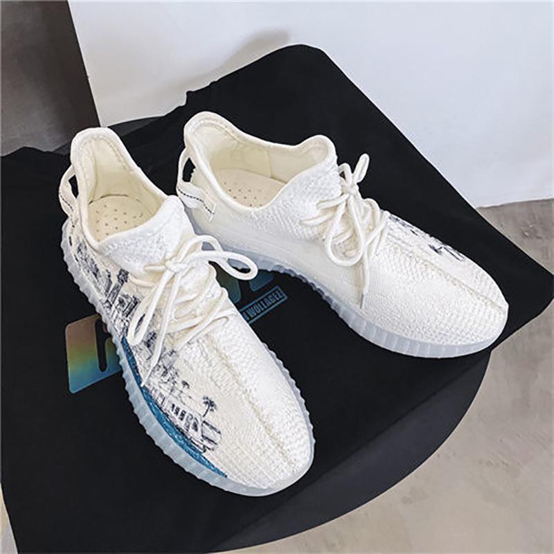 Couple Korean Trend Breathable Net Shoes Summer Fly Woven Breathable Casual Sneakers Sports Canvas Coconut Shoes