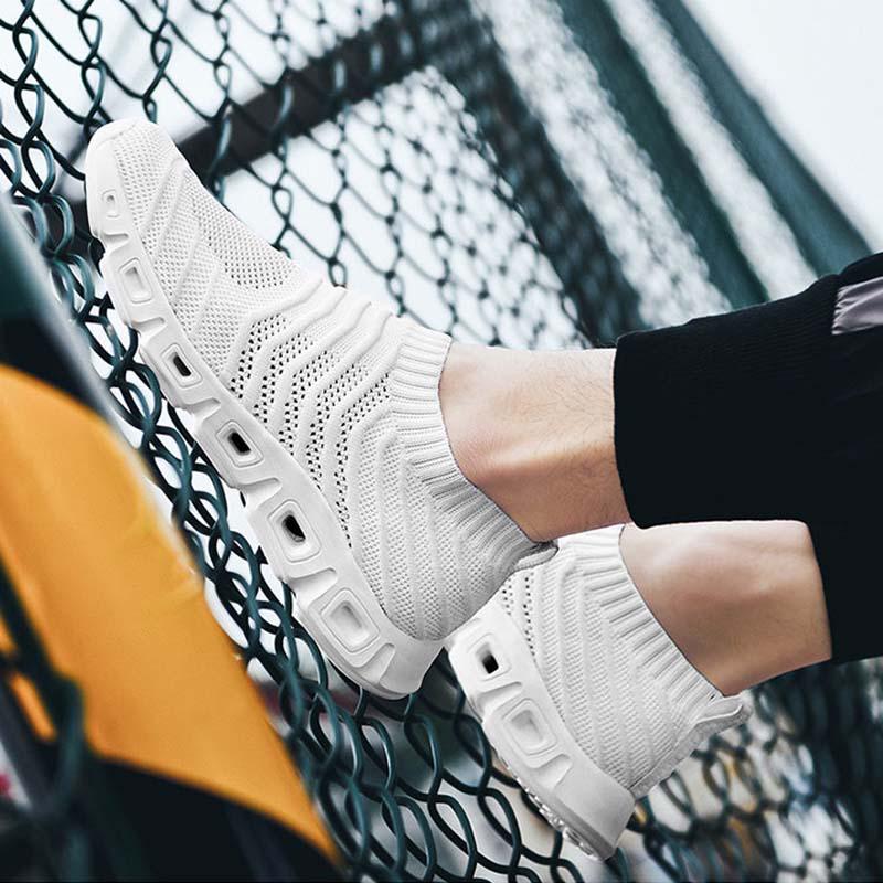Plus Size 39-48 Summer Men Knitting Sneakers Comfortable Running Basketball Shoes Students Breathable Shockproof Non-slip Shoes