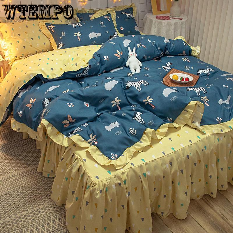 Bedding Sets Quilt Cover Cotton Four-piece Bedding Set Bed Skirt  Bed Linen Bed Cover Princess Style Duvet Cover Bedding Quilt Cover Bed Sheet