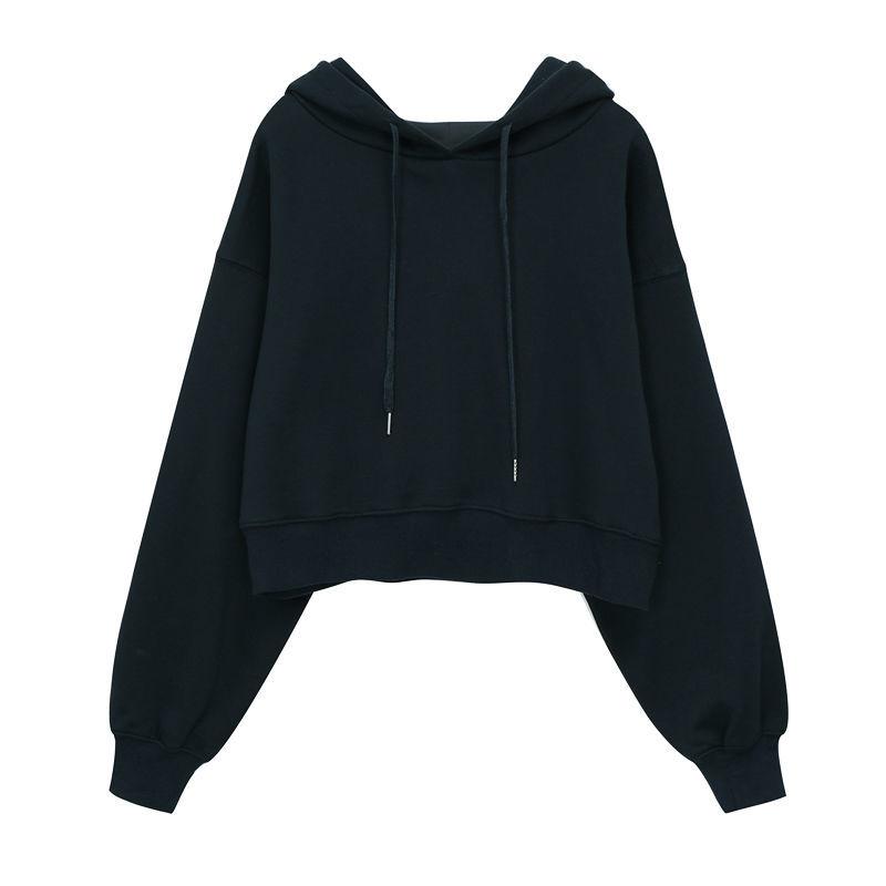 Sweatshirt Women's Short Loose Korean Style Spring and Autumn Hooded Pullover Top