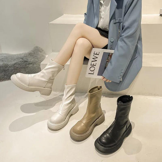 Short Boots Women 2021 Spring and Autumn Fashion All-match Martin Sponge Cake Thick-soled Autumn Boots