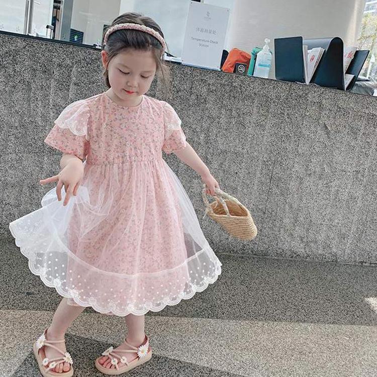 Summer Girls Tutu Dress Baby Dress Kids Dress Children Vestidos Toddler Dress See Through Mesh Patch 2 To 7 Yrs