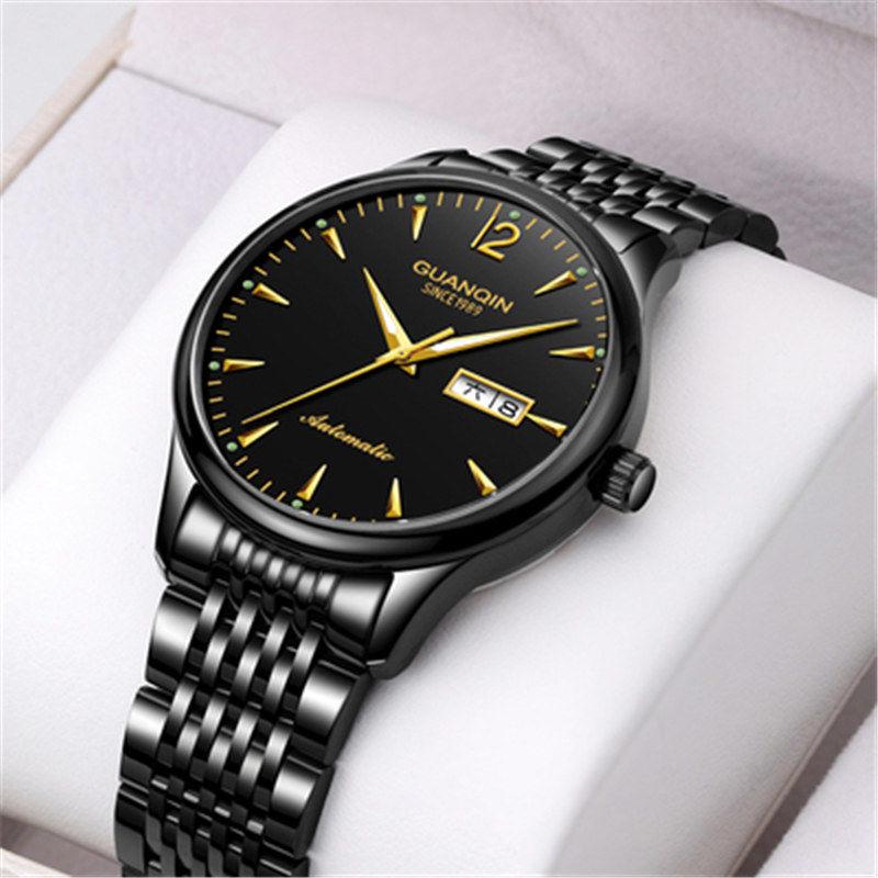 Men Casual Tourbillon Watches Automatic Silver Case Calendar Mechanical Watch
