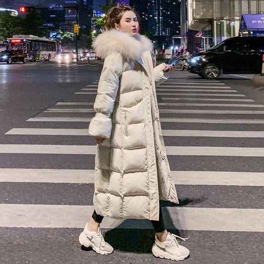 Women's Down Coat Cotton Coat Winter Loose Mid-length Over The Knee Coat Women