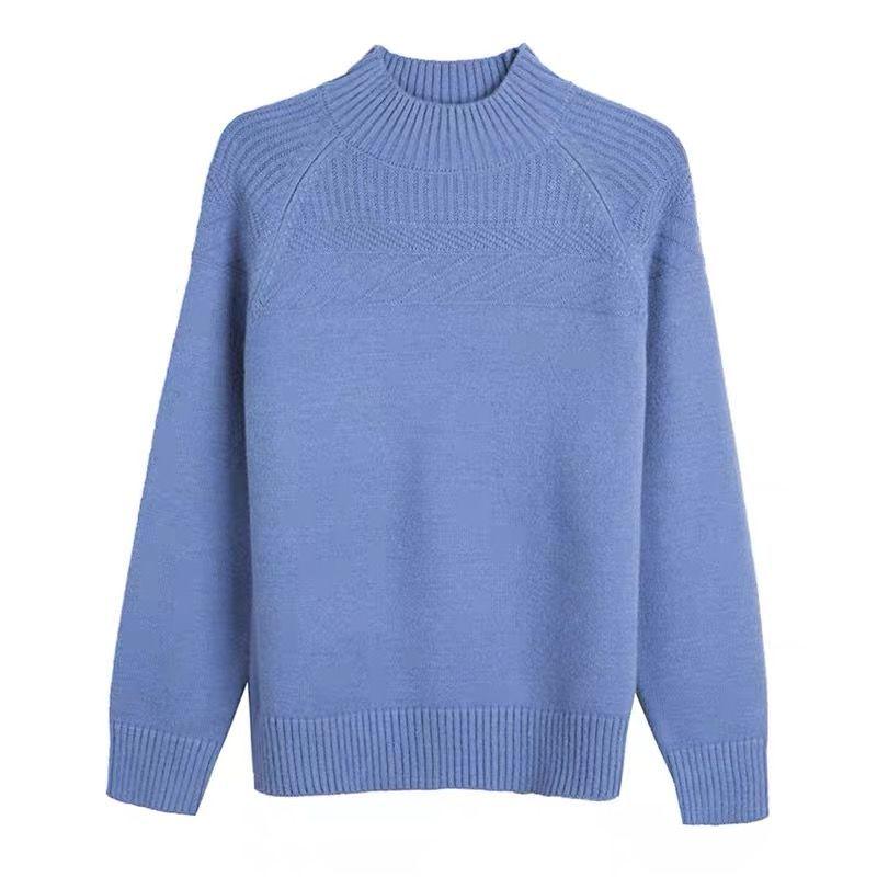 Women's high-necked Sweater Short Loose Thickened Pullover Sweater Fall/Winter Knit Jumper Bottoming Shirt