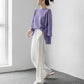 Knit Sweater Women Loose T-shirt Thin Spring, Summer and Autumn Trumpet Three-quarter Sleeves One-shoulder Top