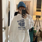 Autumn and Winter Women's Hooded Hoodie Korean Loose Large Size Plus Velvet Thick Letter Coat