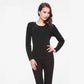 Women Winter Autumn Warm Thermal Underwear Plus Velvet O-neck Tops Pants Female Tight Suit Thicken Windproof Soft Lining Long Sleeve High Elasticity