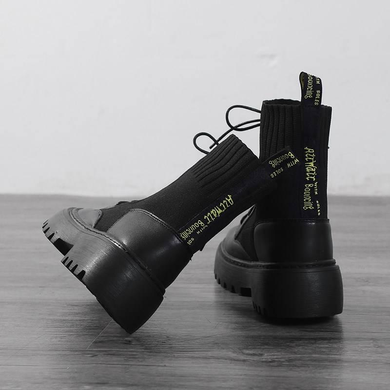 Women's Short Boot Lace Up Boots Autumn Shoes Woman Booties Ladies Luxury Chelsea Ankle Rubber