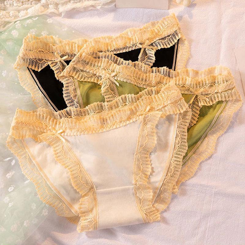 3PCS Cute Girly Lace Panties Antibacterial Cotton Crotch Sexy Panties Breathable Ladies Sweet and Comfortable Briefs
