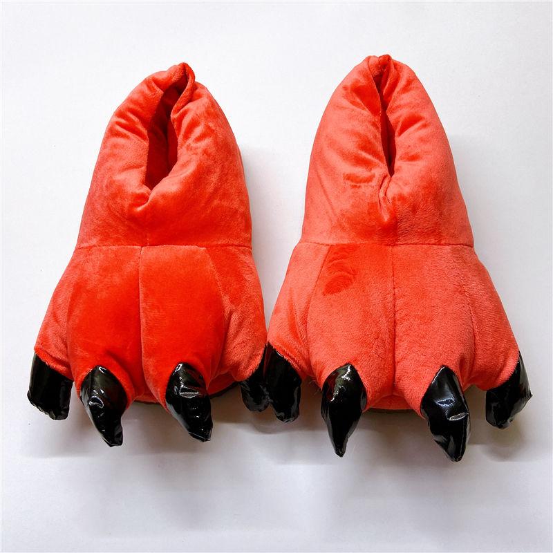Cartoon Autumn and Winter Dinosaur Paw Cotton Shoes Multi-color Tiger Paw Cotton Slippers Cute Couple Lover's Non-slip Warm Shoes