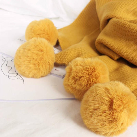 Cashmere Scarves Lady Winter Thicken Warm Soft Pashmina Shawls Wraps Plush Ball Tassel Scarf