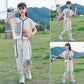 Girls Summer Clothes Light and Thin Section Cool Breathable Suit Korean Version Printed Pocket Casual Short-sleeved Trousers Sports Two-piece Suit