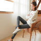 Spring and Autumn Cotton Thin Leggings for Women Winter Long Trousers Threaded High Waist Thin Feet Tight-fitting Warm Cotton Trousers