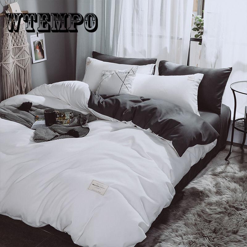 Solid Color Four-piece Can  Bedding Dormitory Quilt Cover Sheet Set of Four