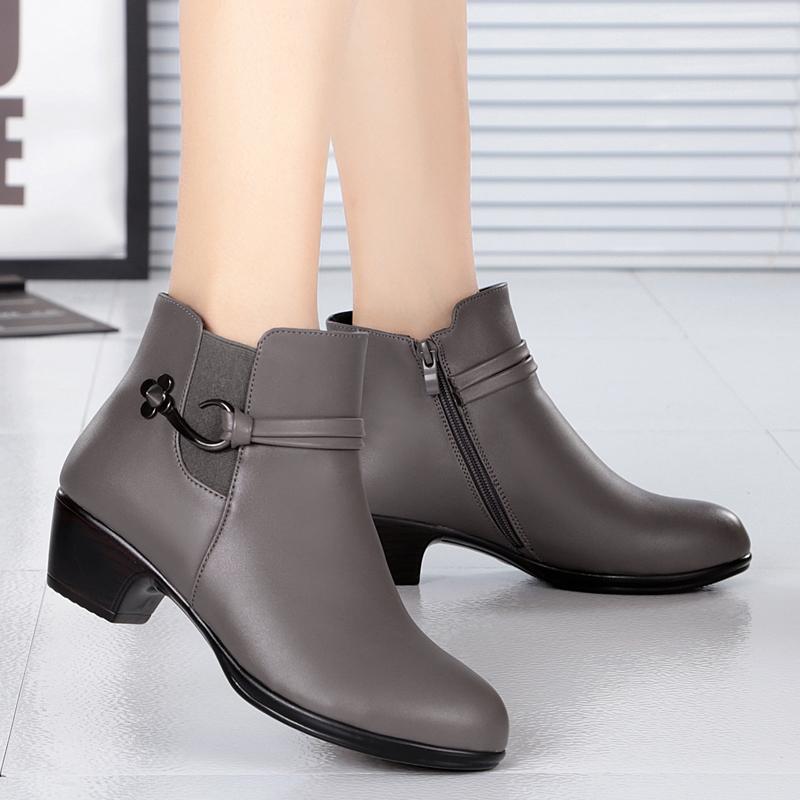 Winter Warm and Velvet Cotton Boots Middle-aged and Elderly Women's Boots Flat Non-slip Large Size Short Boots