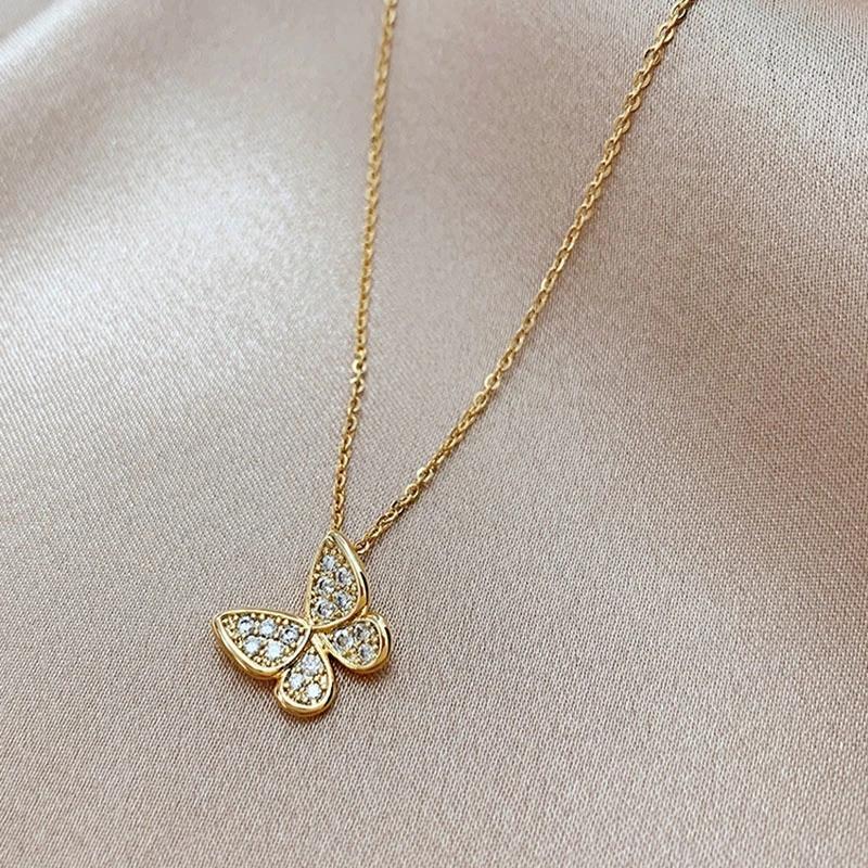 Exquisite Butterfly Necklace Simple Necklace Clavicle Chain Women's Sweater Necklace Chain Necklace Choker Necklaces Personalized Ornament