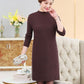 Autumn Winter Medium Long Plover Dress Pure Color Leisure Contracted Bottom Skirt Dress Middle-aged Female Sweater Dress