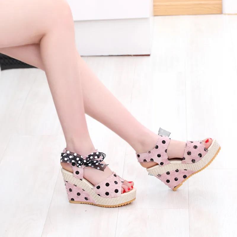 Women's Summer Peep-toe Wedges Heeled Sandals Vintage Lace Party High-heeled Shoes Casual Versatile Non-slip Sandals