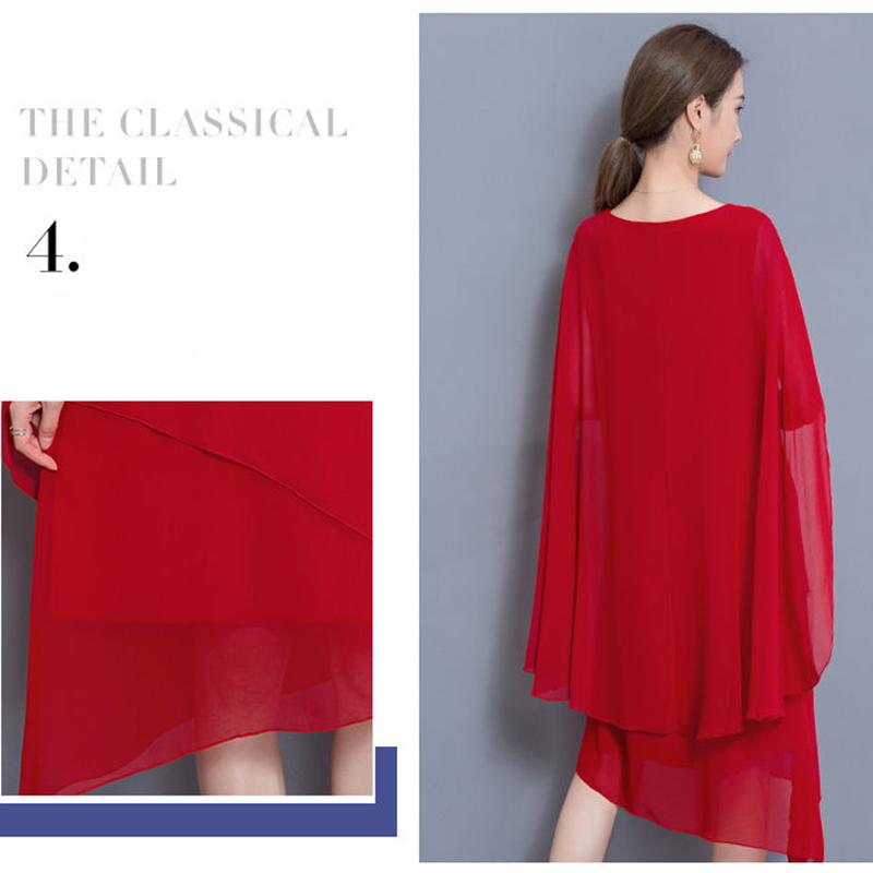 L-XXXXXL Women's Chiffon Dress Summer Cloak Irregular Round Neck Mid-length Daily Wear